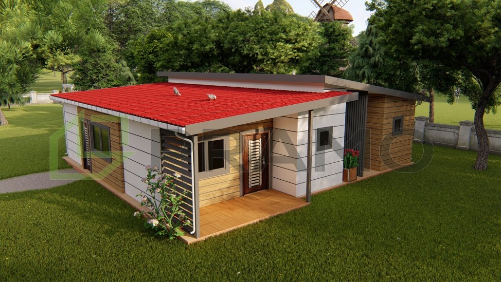 135 متر مربع من المساكن الفولاذية المكونة من طابق واحد